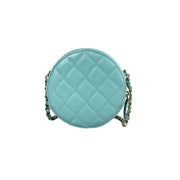 Chanel Blue Round Zip Chain Bag